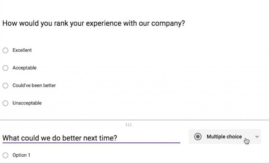 google feedback form