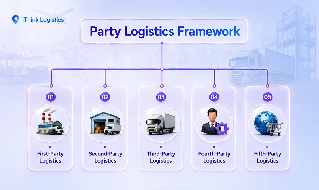 5 Party Logistics Framwork: 1PL, 2PL, 3Pl, 4PL, 5PL