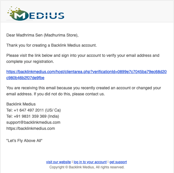 account verification by backlink medius