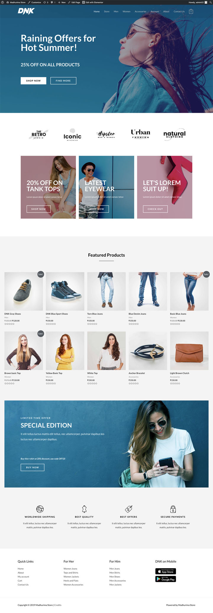 free e-commerce store template by Astra theme