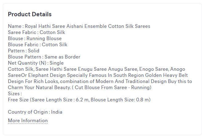Example of good product description in Meesho