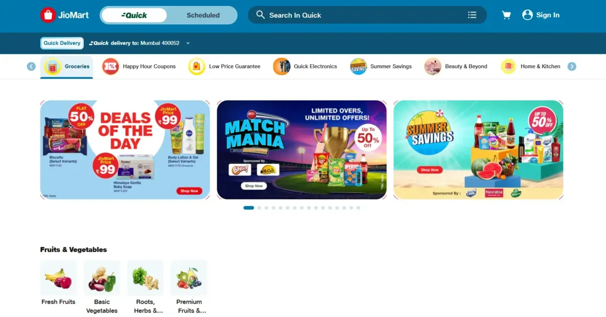 Jio mart homepage