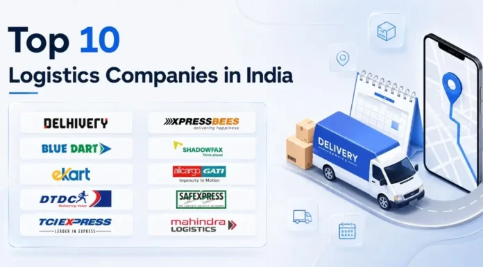 top 10 logistics companies in India 2026 featured image having all logistics companies logo in the image