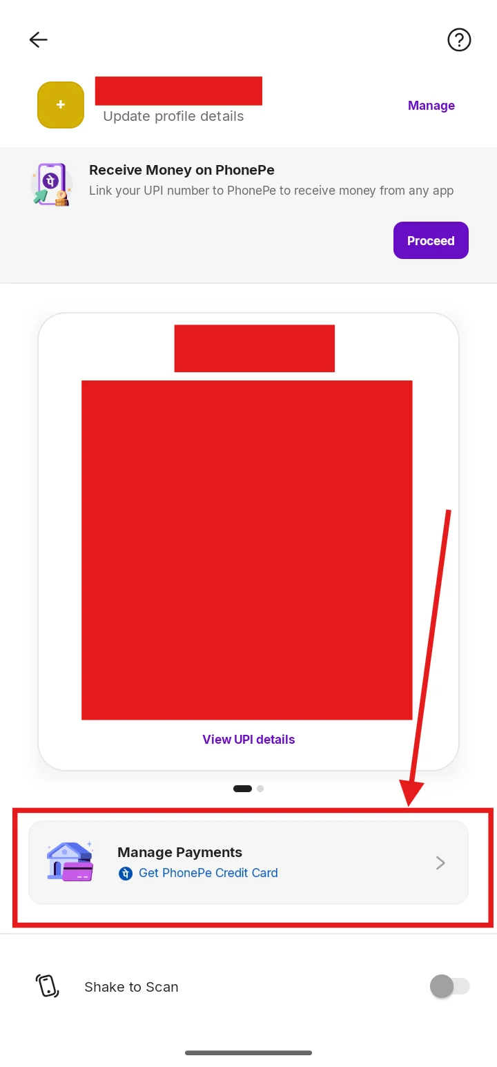 2nd screen in phonepe to get to VPA