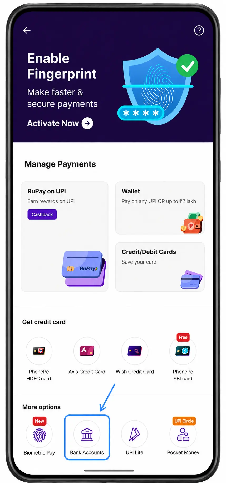 3rd screen in phonepe to get open vpa options