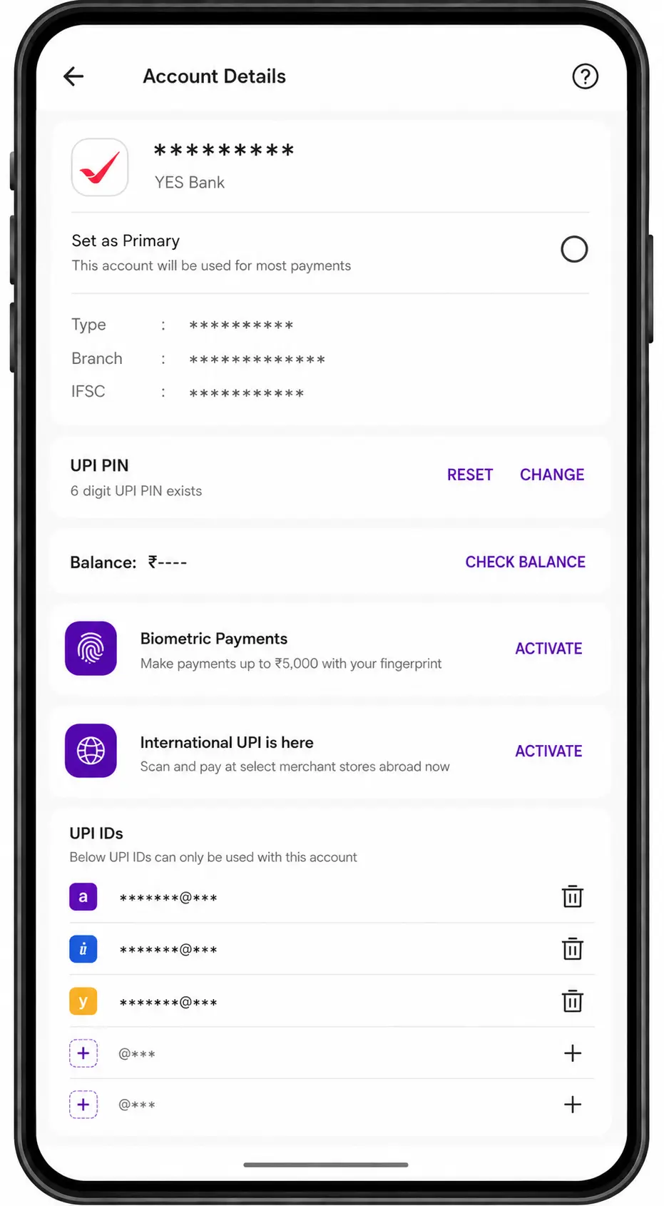 5th screen in phonepe to get to VPA. here, we can add 3 more VPA of our choice in it