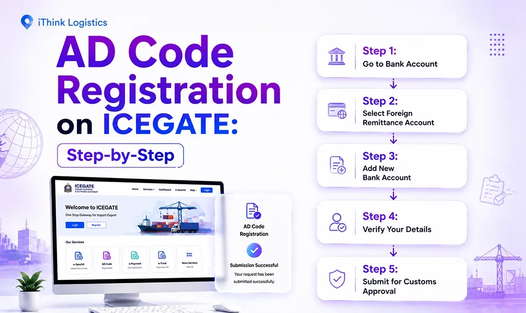 5 steps of ad code registration in ICEGATE