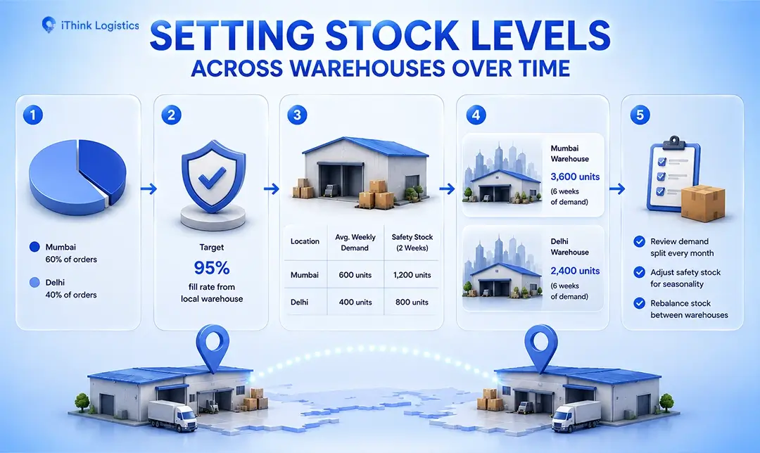 setting stock levels across warehouses over time